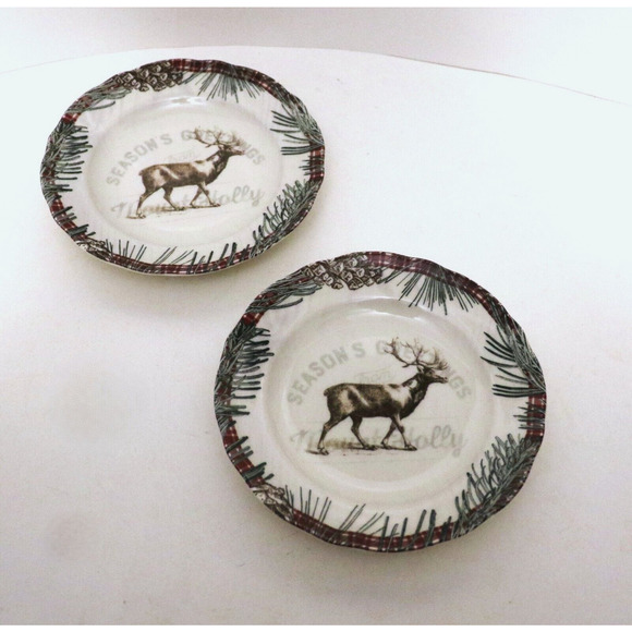 Robert Stanley Two Pine Lodge Mount Holly 8-1/2 Inch Salad or Buffet Plates - Picture 1 of 5
